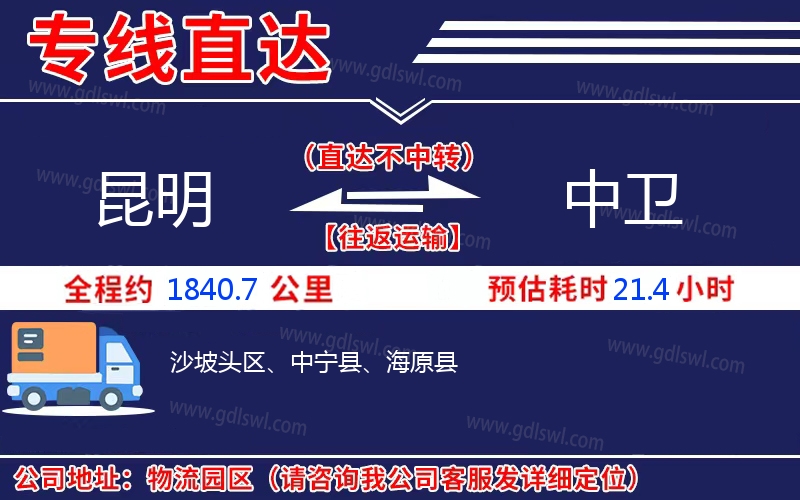 昆明到中衛(wèi)物流公司