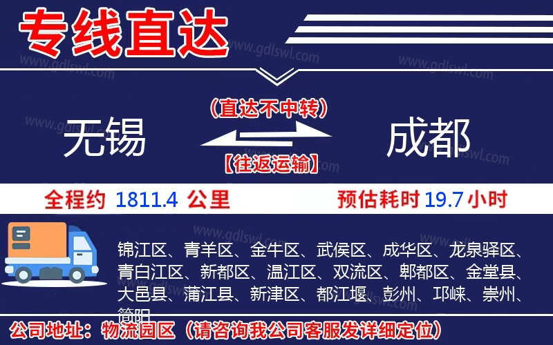 無錫到成都物流公司