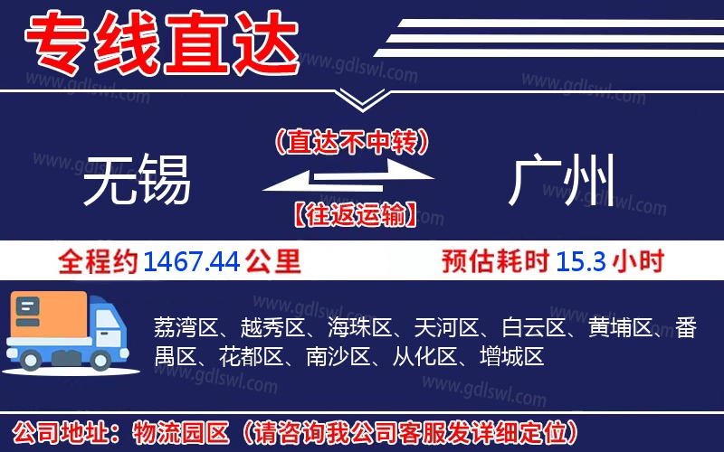 無錫到廣州物流公司