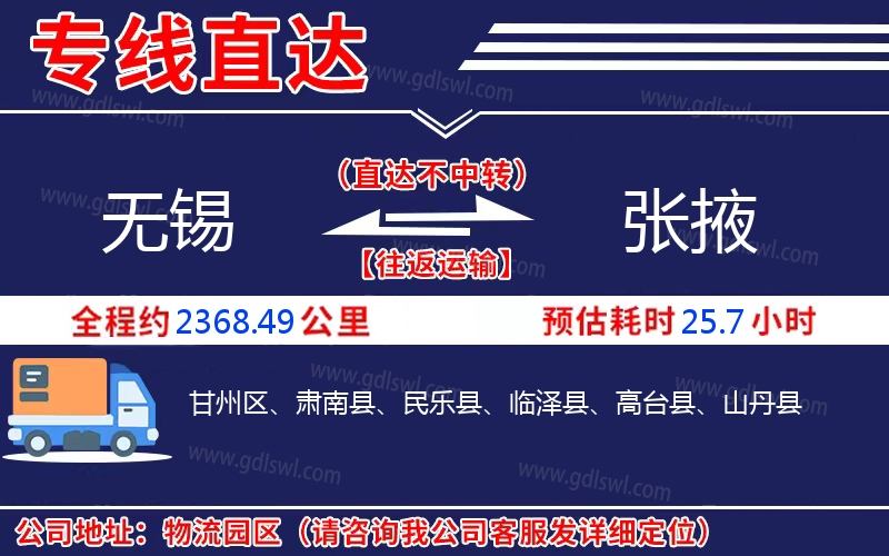 無(wú)錫到張掖物流公司