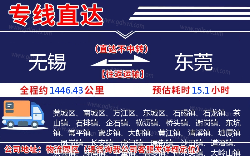 無錫到東莞物流公司