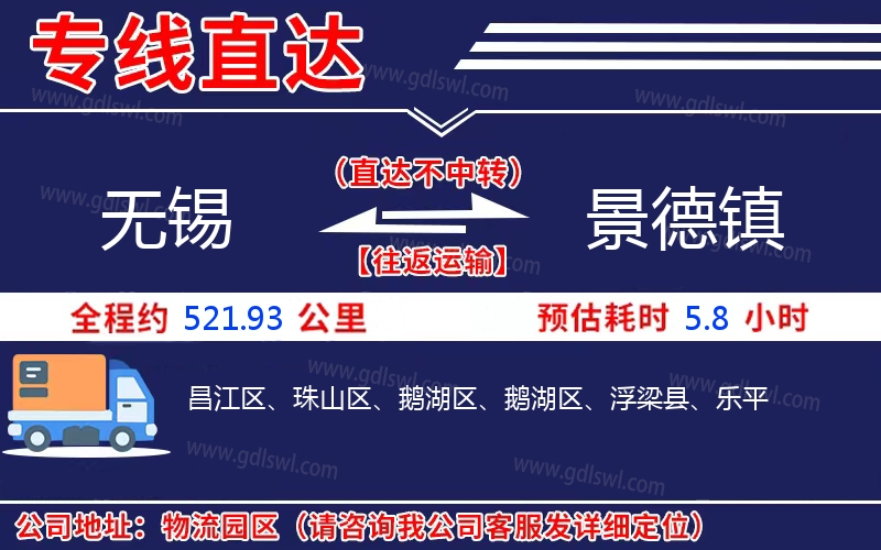 無(wú)錫到景德鎮(zhèn)物流公司