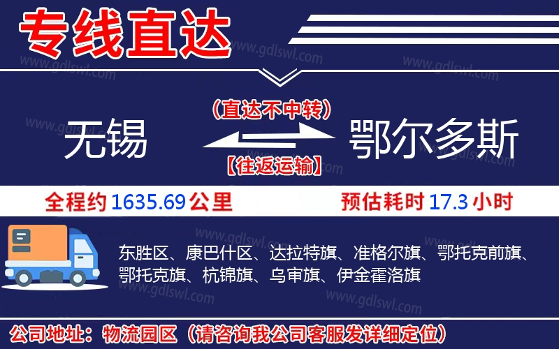 無錫到鄂爾多斯物流公司